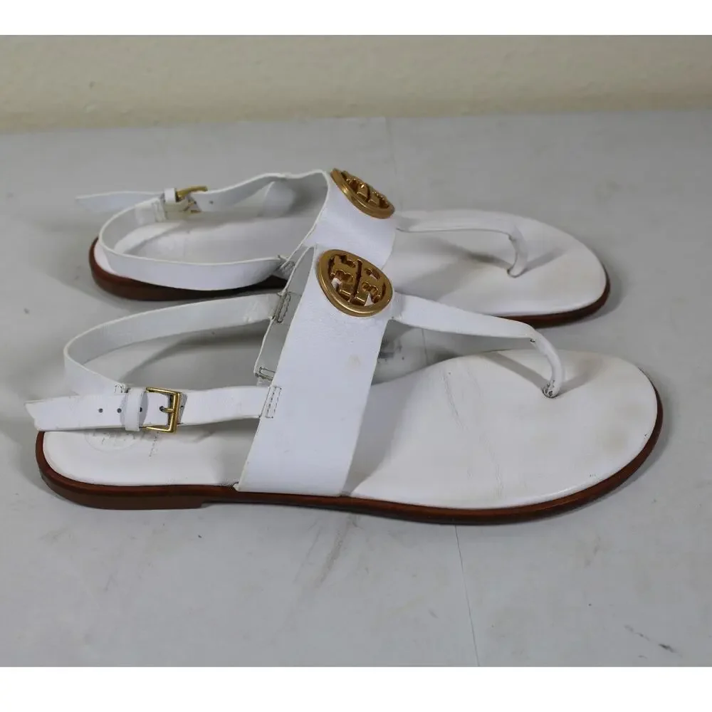Tory Burch Benton 2 Flat Thong Sandal White Size 8